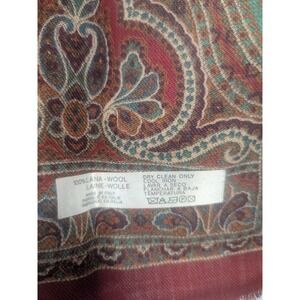 Corneliani Italy 100% Wool Paisley Scarf Red Fringe Mens Designer Luxury